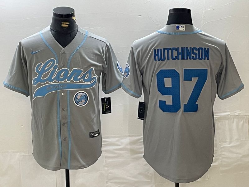 Men Detroit Lions #97 Hutchinson Grey Joint Name 2024 Nike Limited NFL Jersey style 7->detroit lions->NFL Jersey